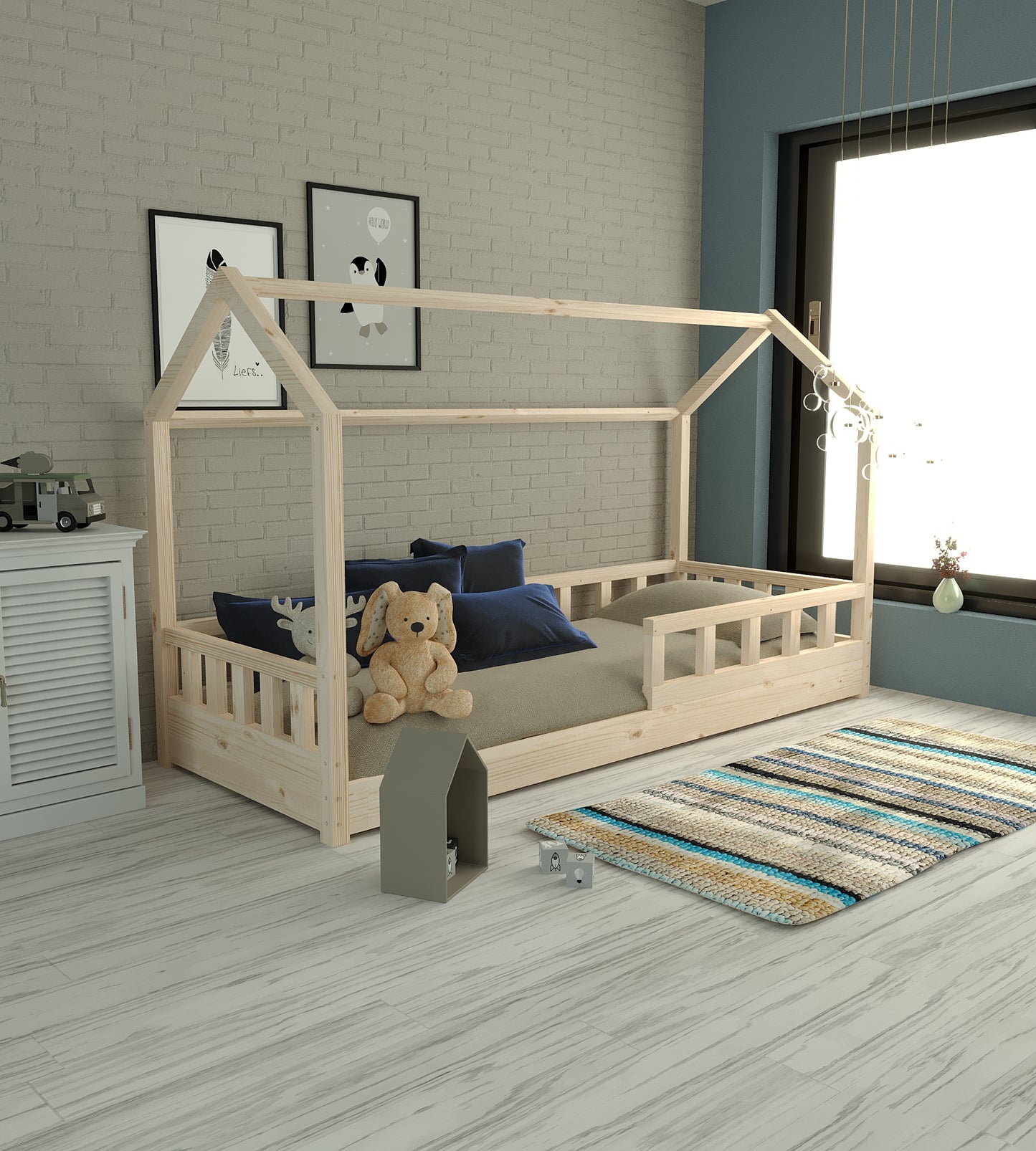 Lit Cabane Olivia en Bois Naturel