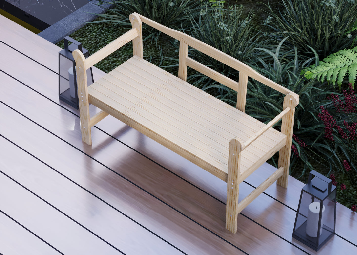 Banc en bois naturel GOMEZ