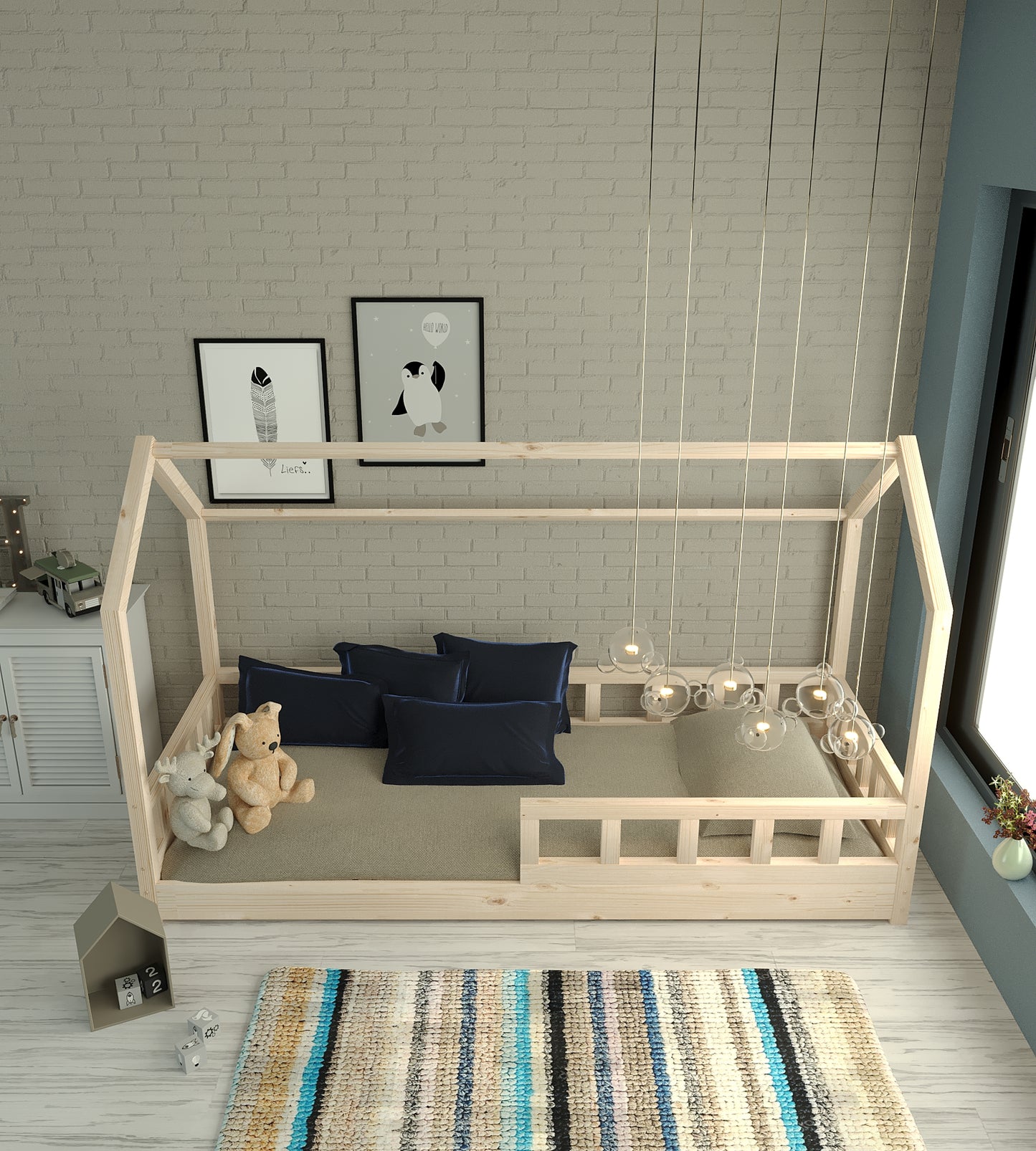 Lit Cabane Olivia en Bois Naturel