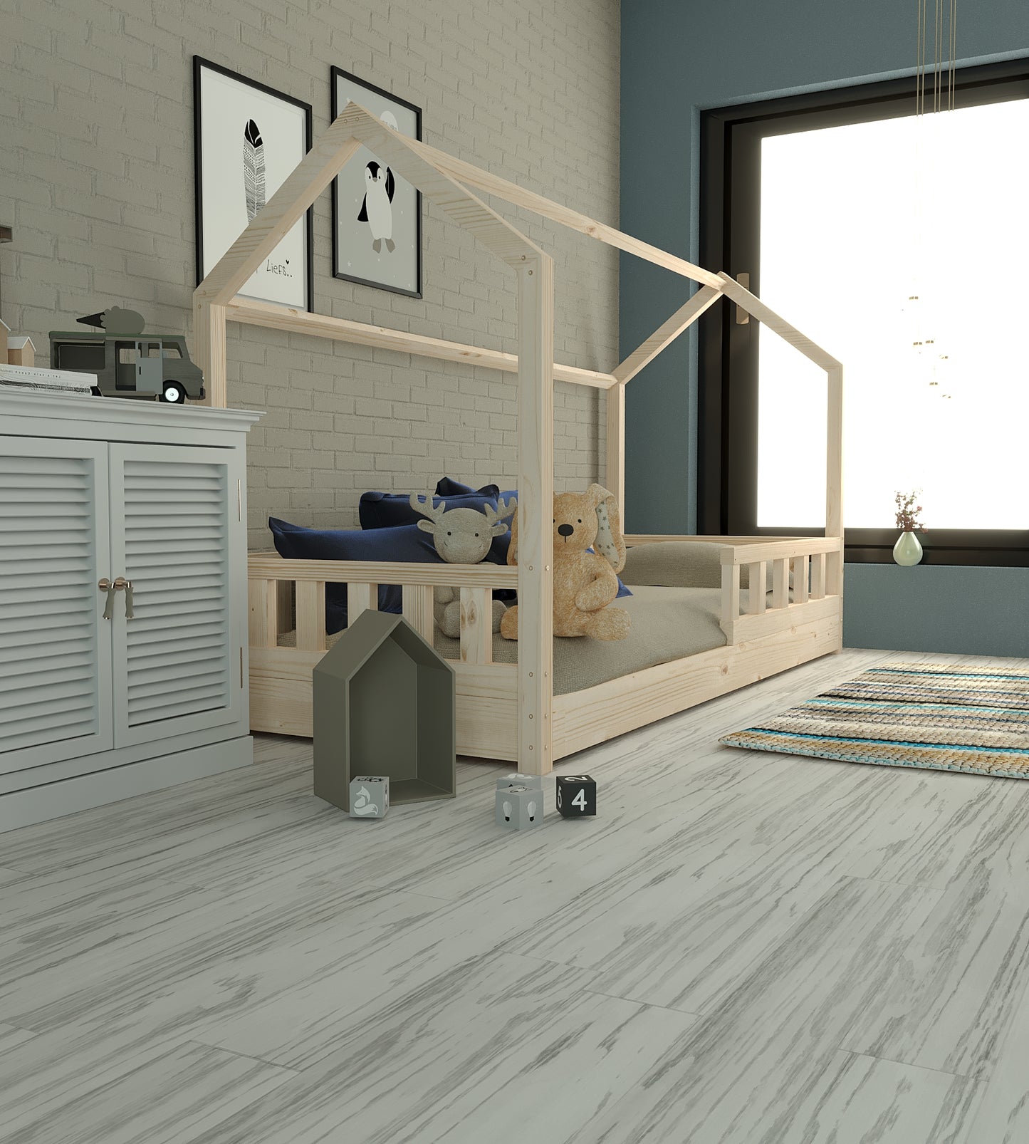 Lit Cabane Olivia en Bois Naturel