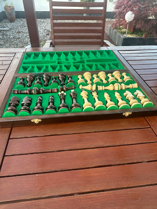 Jeu d'échecs pliable 49x49 Martial en bois – échiquier artisanal élégant