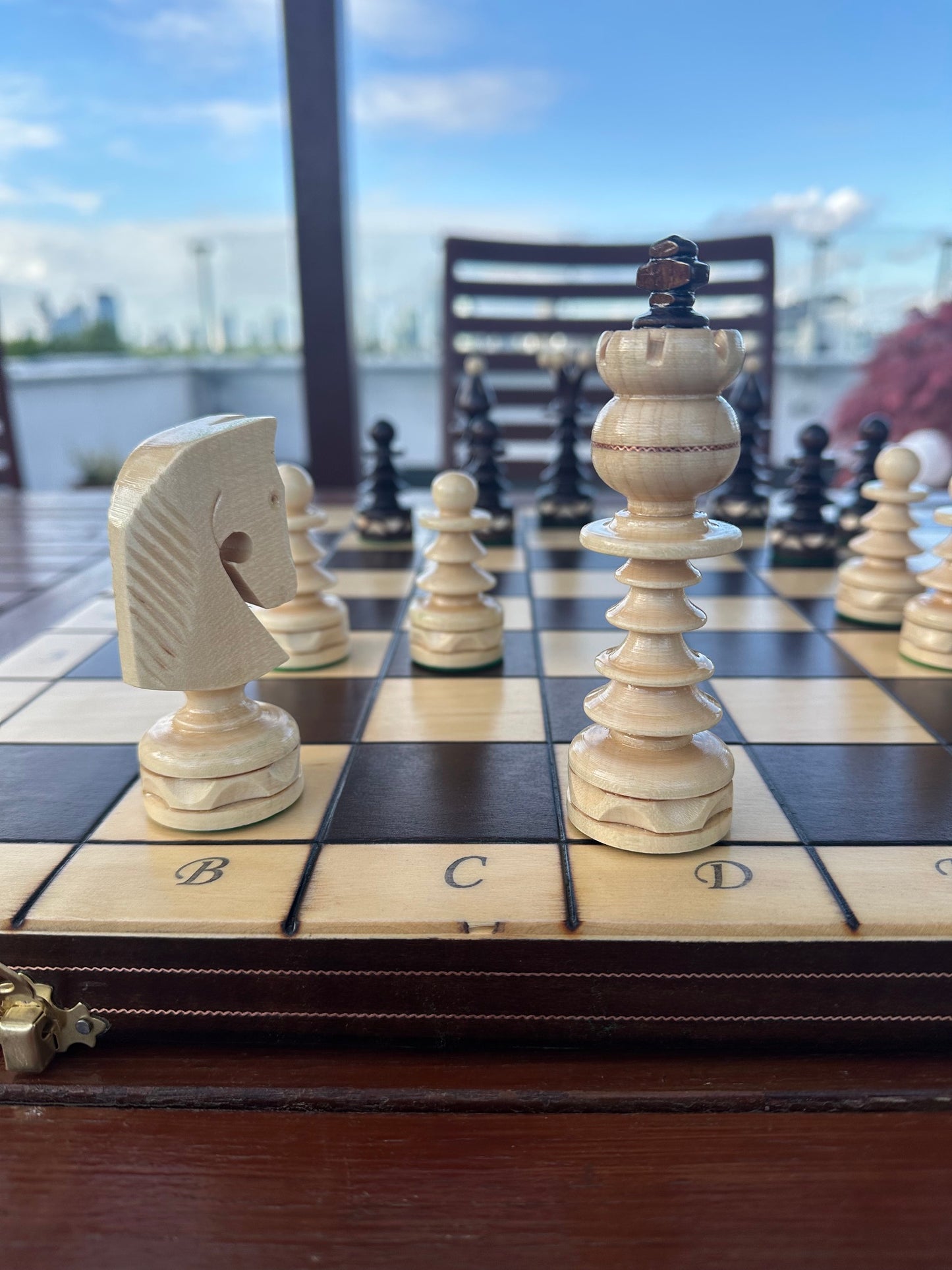 Jeu d'échecs pliable 49x49 Impérial en bois – échiquier artisanal élégant