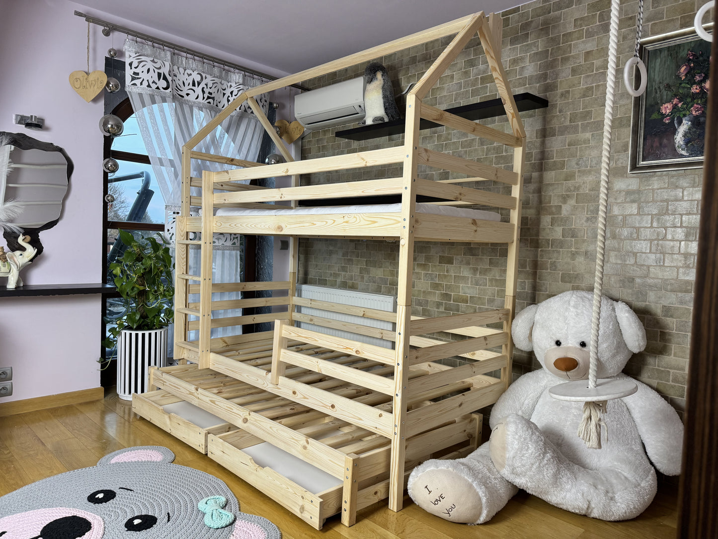 Lit Cabane 3 places en bois Talia