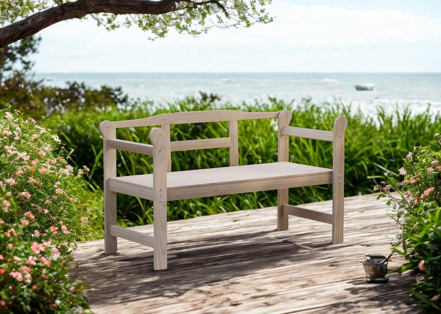 Banc de jardin en bois naturel Rivage - La Cabane à Loulous