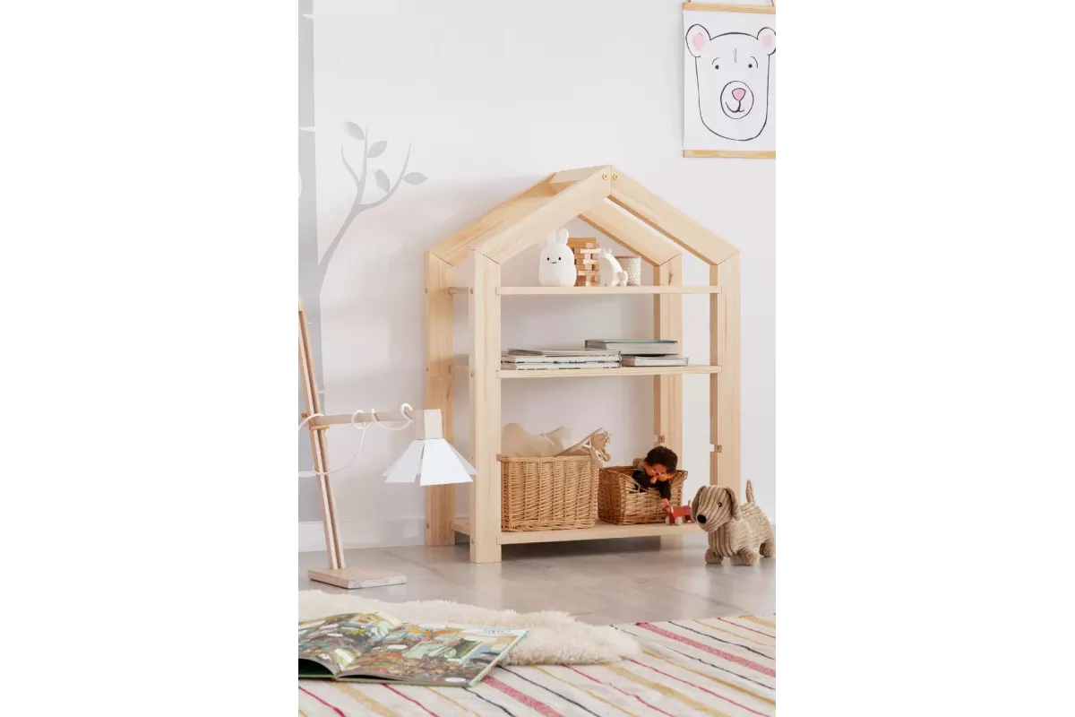 Bibliothèque en Bois Pin en forme de Cabane 40x60