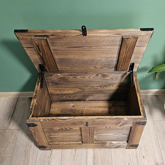 Coffre en bois avec couvercle fait main couleur wengé - La Cabane à Loulous