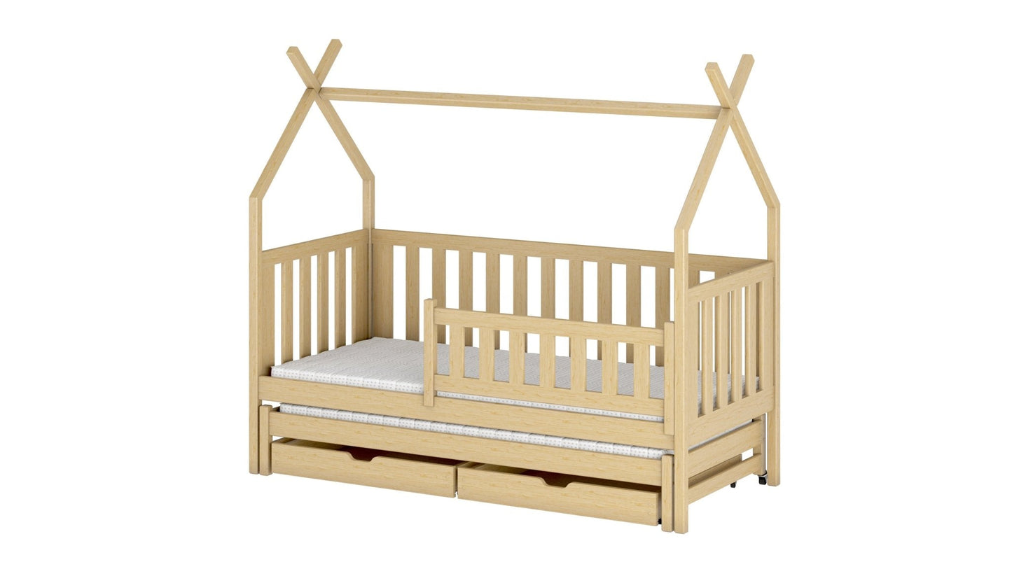 Lit Cabane double Tipi en bois massif – Inspiration Montessori – - La Cabane à Loulous