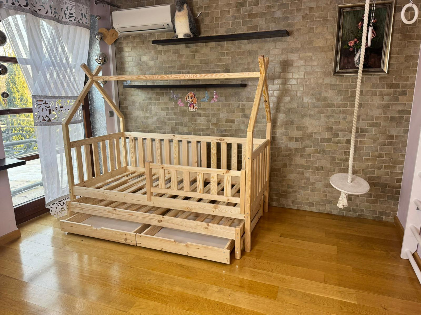 Lit Cabane double Tipi en bois massif – Inspiration Montessori – - La Cabane à Loulous