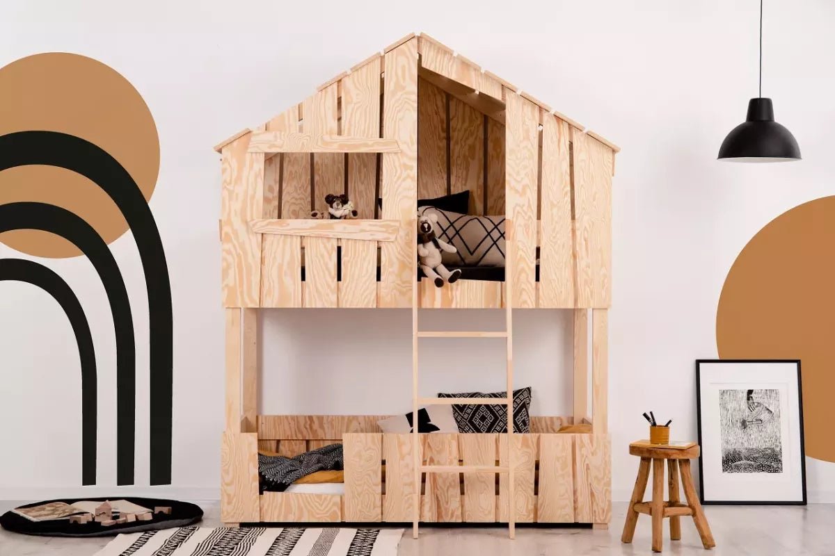 Lit Cabane en Bois superposé Ted fait main - La Cabane à Loulous