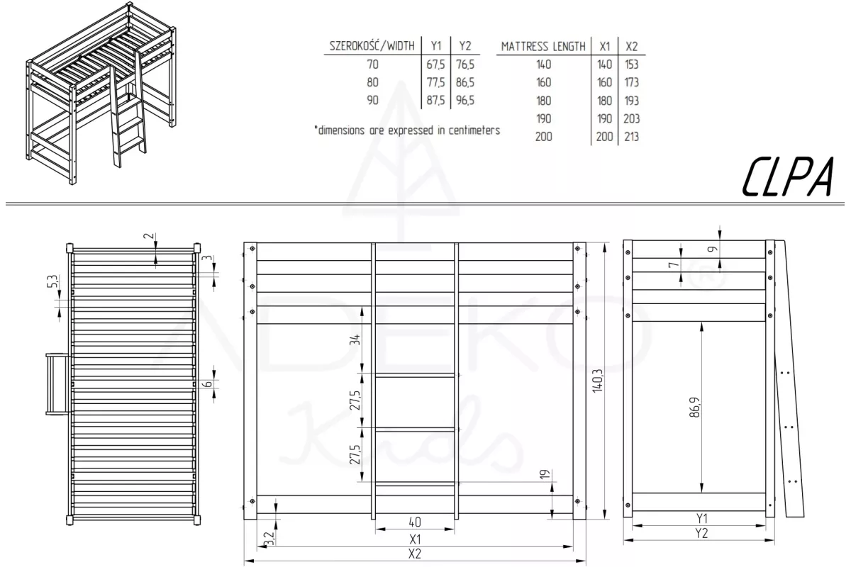 Lit superposé mezzanine CLPA