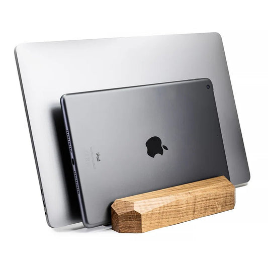 Support double pour ordinateur portable Chêne Géométrique - La Cabane à Loulous