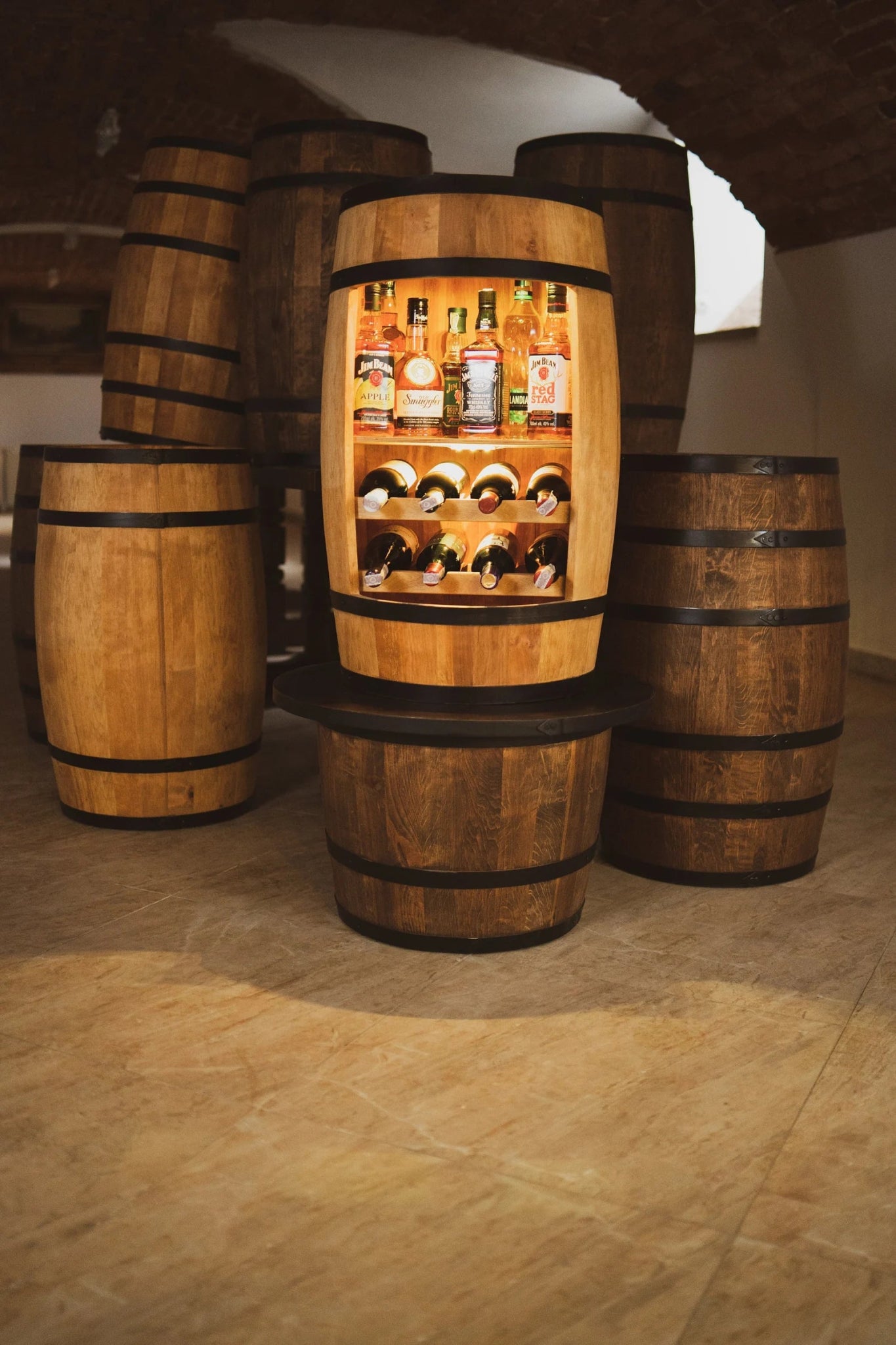 Tonneau Bar Signature LED – Cave à Vin en Bois de Chêne - La Cabane à Loulous