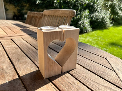 Bougies en bois en forme de coeur