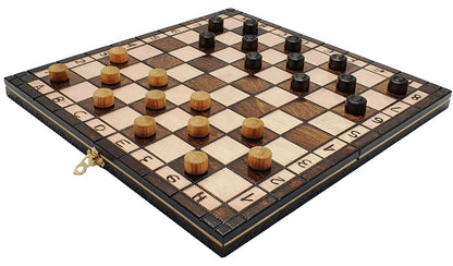 Jeu d échecs ET de Dames pliable en bois – Plateau 35 × 35 cm et pions inclus