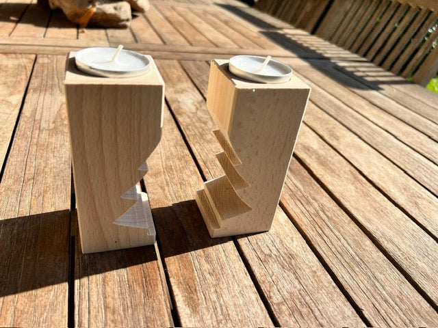 Bougies en bois en forme de sapin