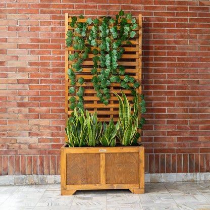 Jardinière avec pergola en bois vintage