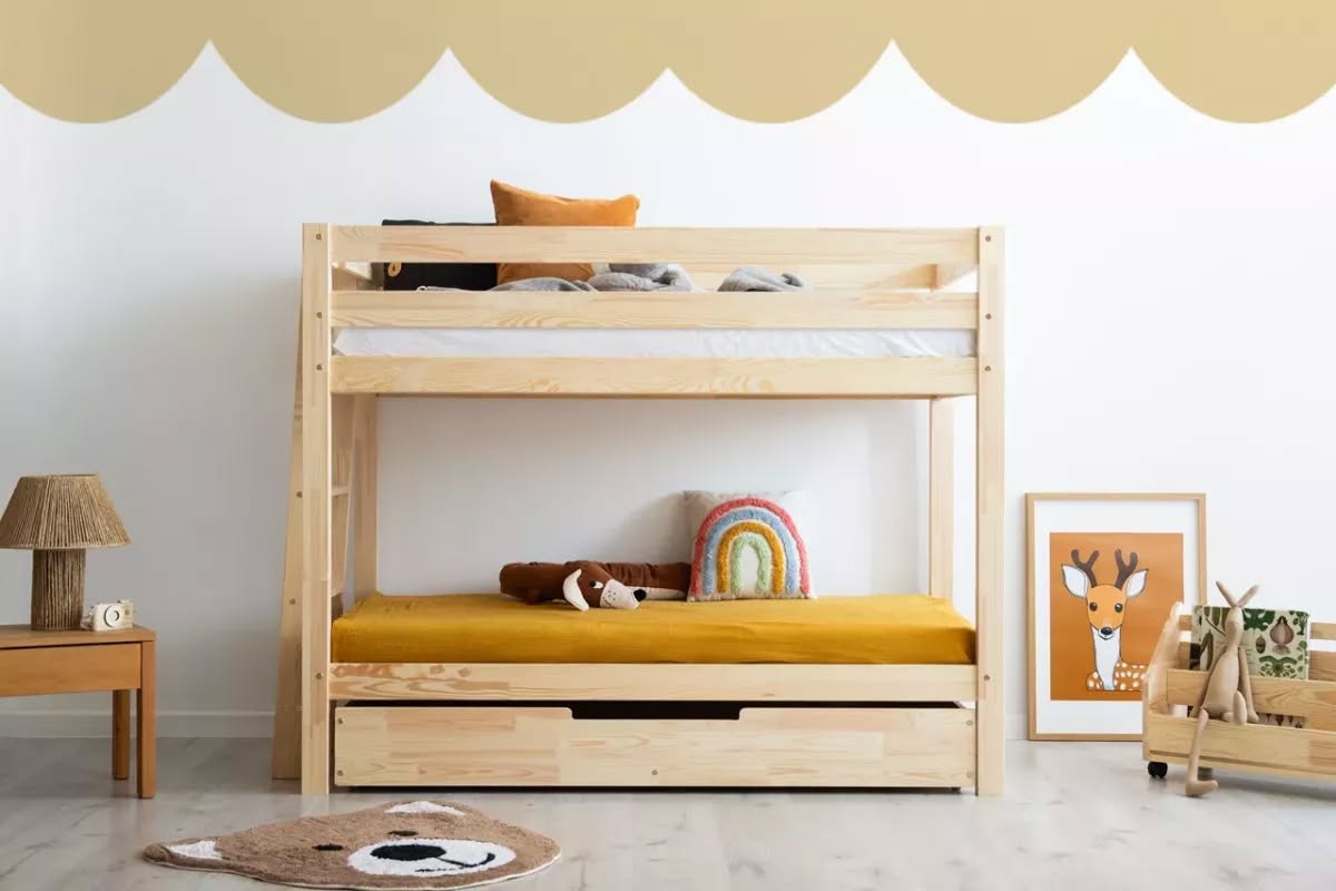 Lits superposés mezzanine en pin massif – Lit superposé en bois CLPB enfant