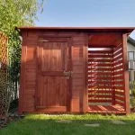 Abri de jardin bois 2 en 1 : abri + cabane à outils modulable, toit plat étanche