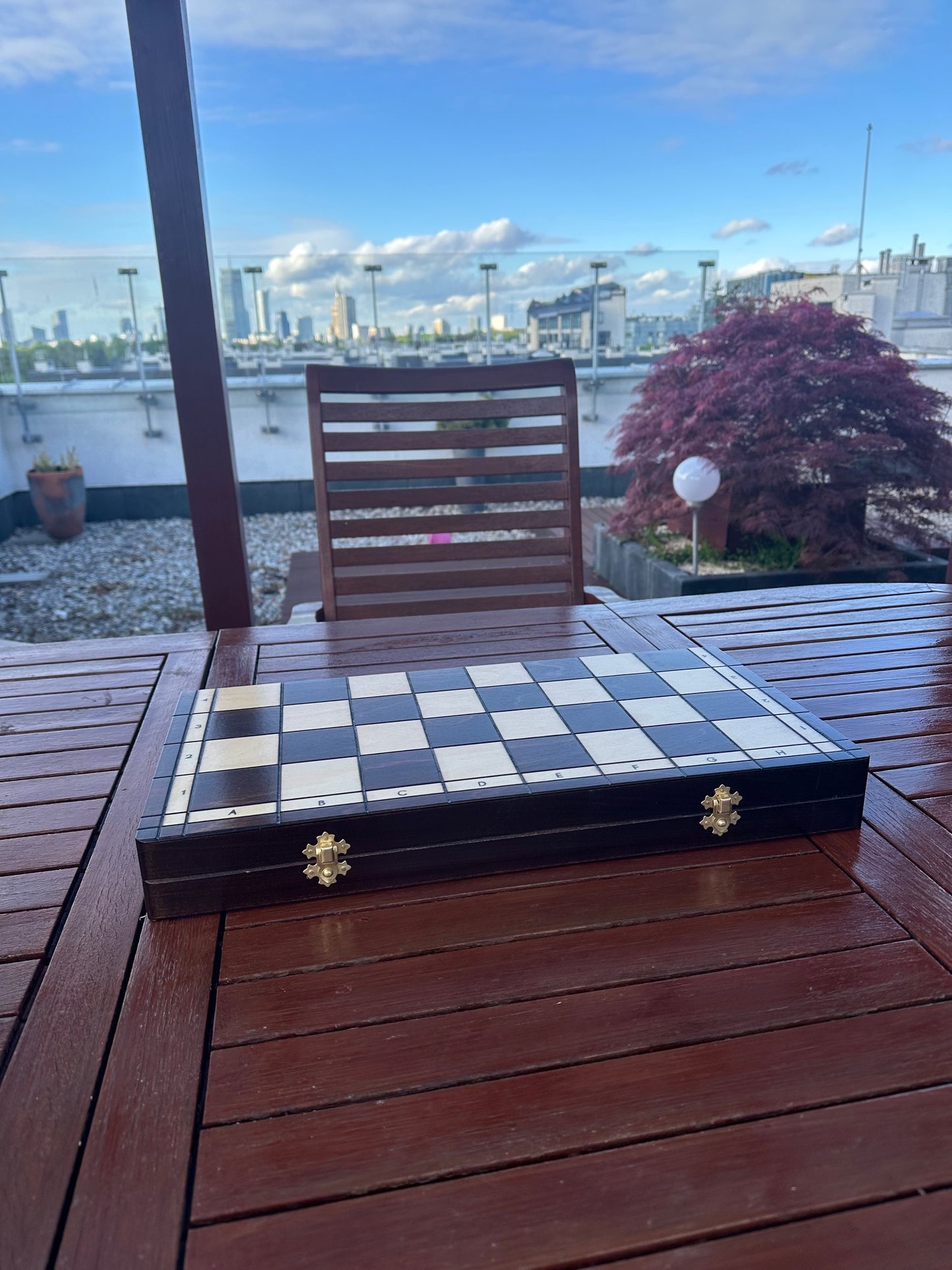 Jeu d'échecs pliable  49x49 Martial en bois – échiquier artisanal élégant