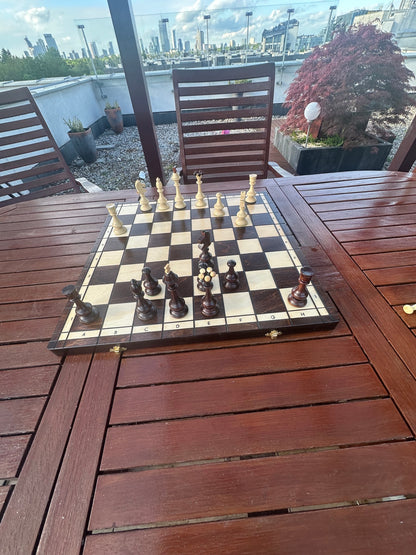 Jeu d'échecs pliable  49x49 Martial en bois – échiquier artisanal élégant