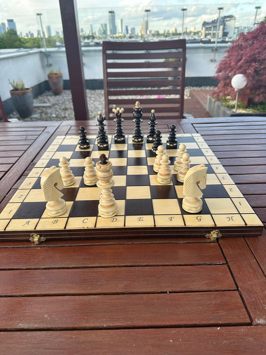 Jeu d'échecs pliable  49x49 Impérial en bois – échiquier artisanal élégant