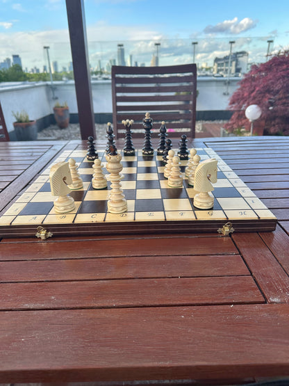 Jeu d'échecs pliable  49x49 Impérial en bois – échiquier artisanal élégant