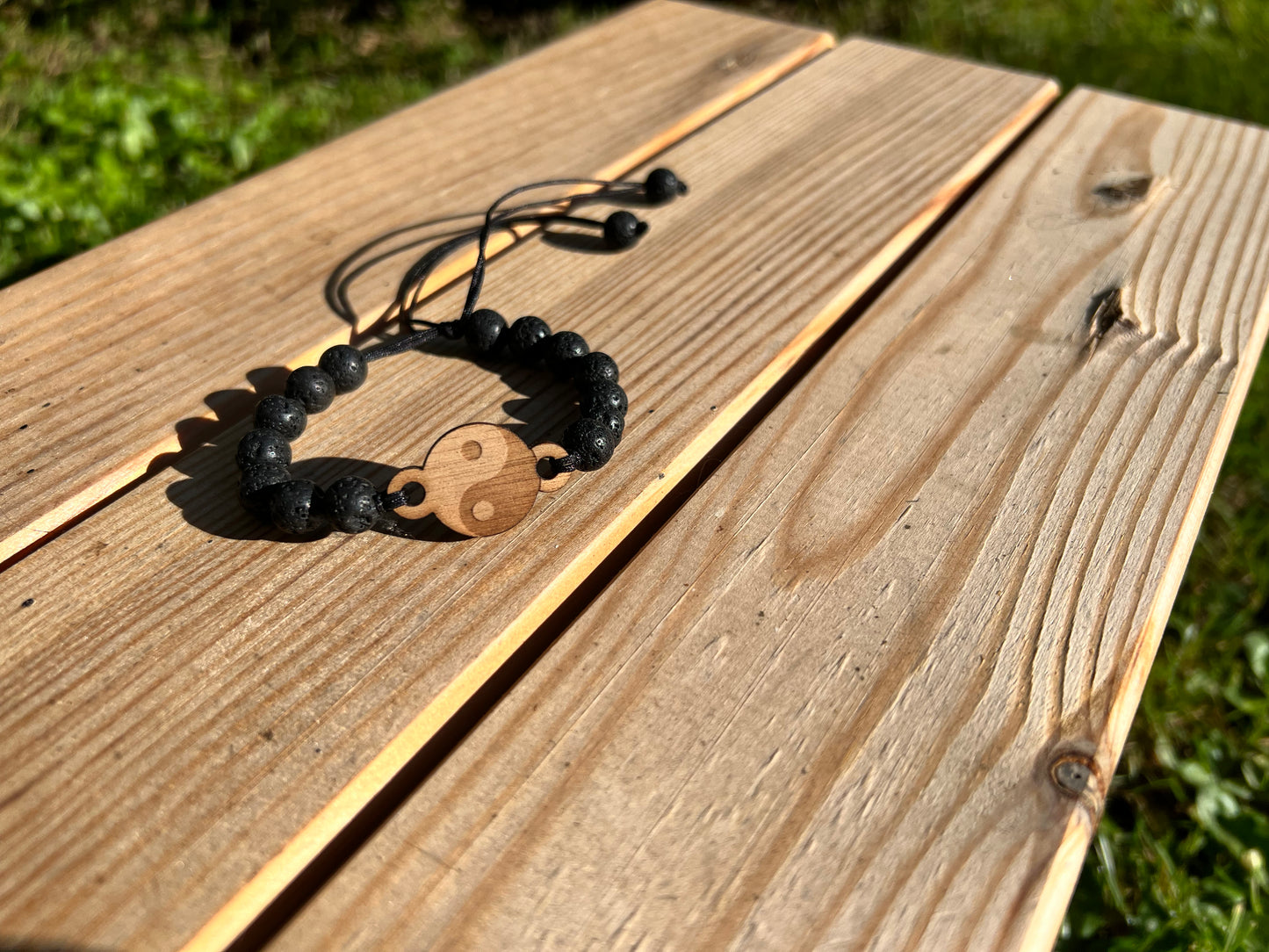 Bracelet Ying Yang en Bois Fait Main