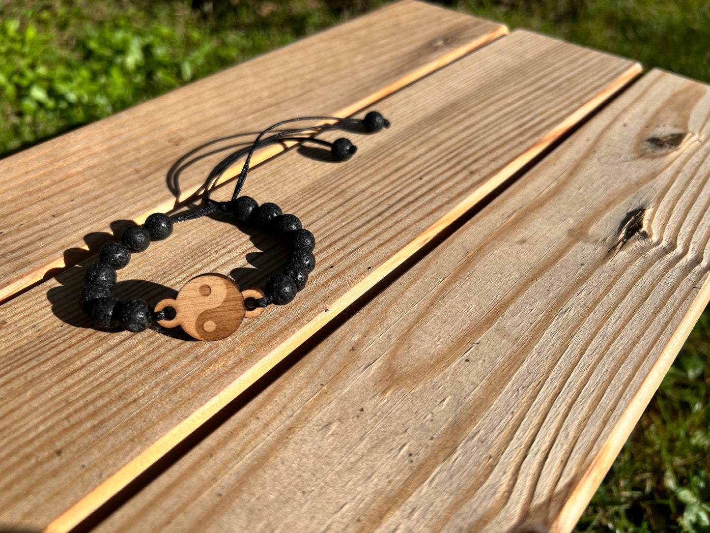 Bracelet Ying Yang en Bois Fait Main