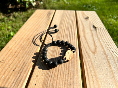 Bracelet Ying Yang en Bois Fait Main