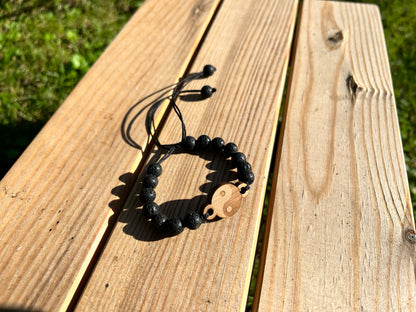 Bracelet Ying Yang en Bois Fait Main