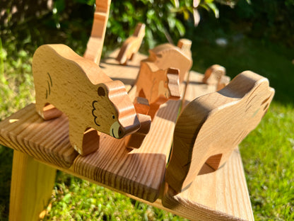 Lot de 10 figurines d’animaux de la forêt en bois artisanales durables