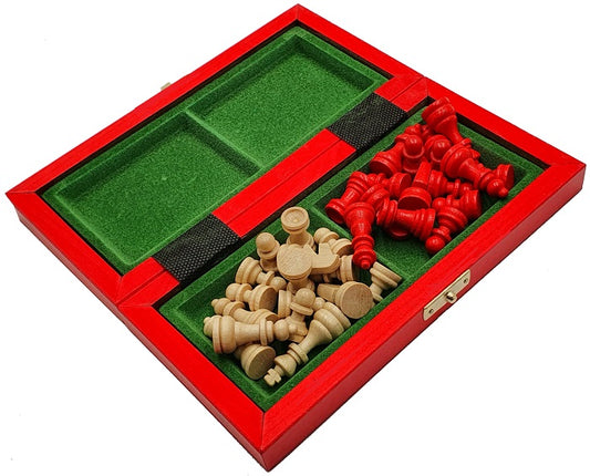 Jeu Echecs fait main de Voyage ROUGE