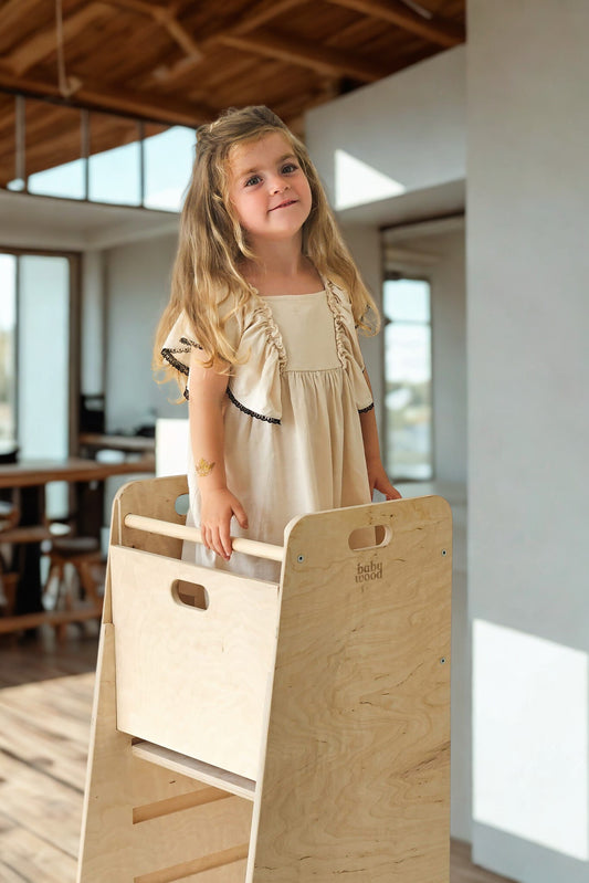 Tour en bois d'observation Montessori - Apprentissage en Cuisine