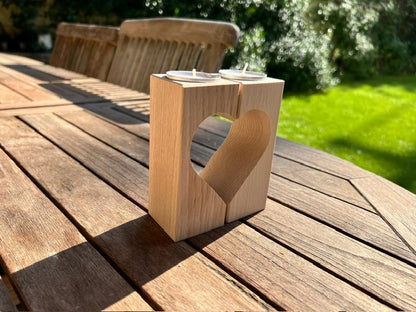 Bougies en bois en forme de coeur