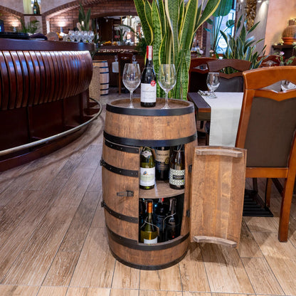 Armoire tonneau en bois avec lumière LED, couleur wengé - La Cabane à Loulous