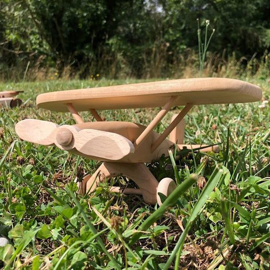 Avion en bois monoplan fait main : jouet décoratif et durable - La Cabane à Loulous
