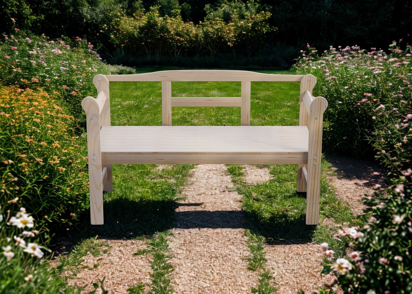 Banc de jardin en bois naturel Rivage - La Cabane à Loulous