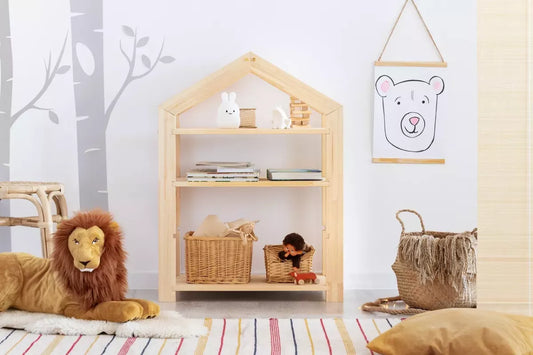 Bibliothèque en Bois Pin en forme de Cabane 40x60