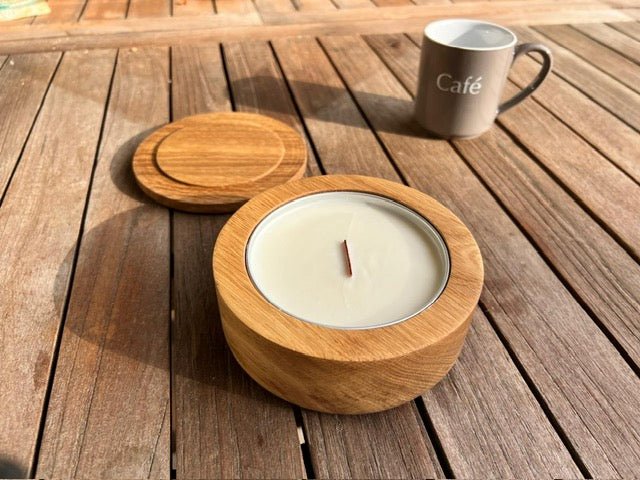 Bougie en bois de chêne avec couvercle - La Cabane à Loulous