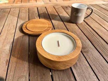 Bougie en bois de chêne avec couvercle - La Cabane à Loulous