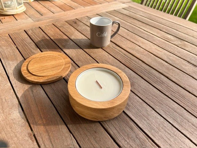 Bougie en bois de chêne avec couvercle - La Cabane à Loulous