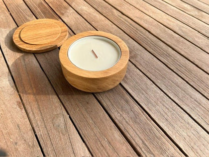 Bougie en bois de chêne avec couvercle - La Cabane à Loulous