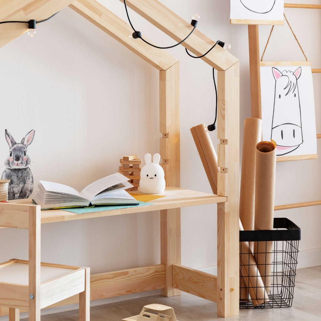 Bureau Cabane (40x100cm) en Bois Naturel fait main - La Cabane à Loulous