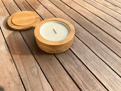 Bougie en bois de chêne avec couvercle