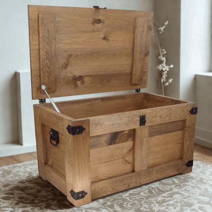 Coffre en bois avec couvercle fait main - La Cabane à Loulous