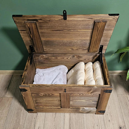 Coffre en bois avec couvercle fait main couleur wengé - La Cabane à Loulous