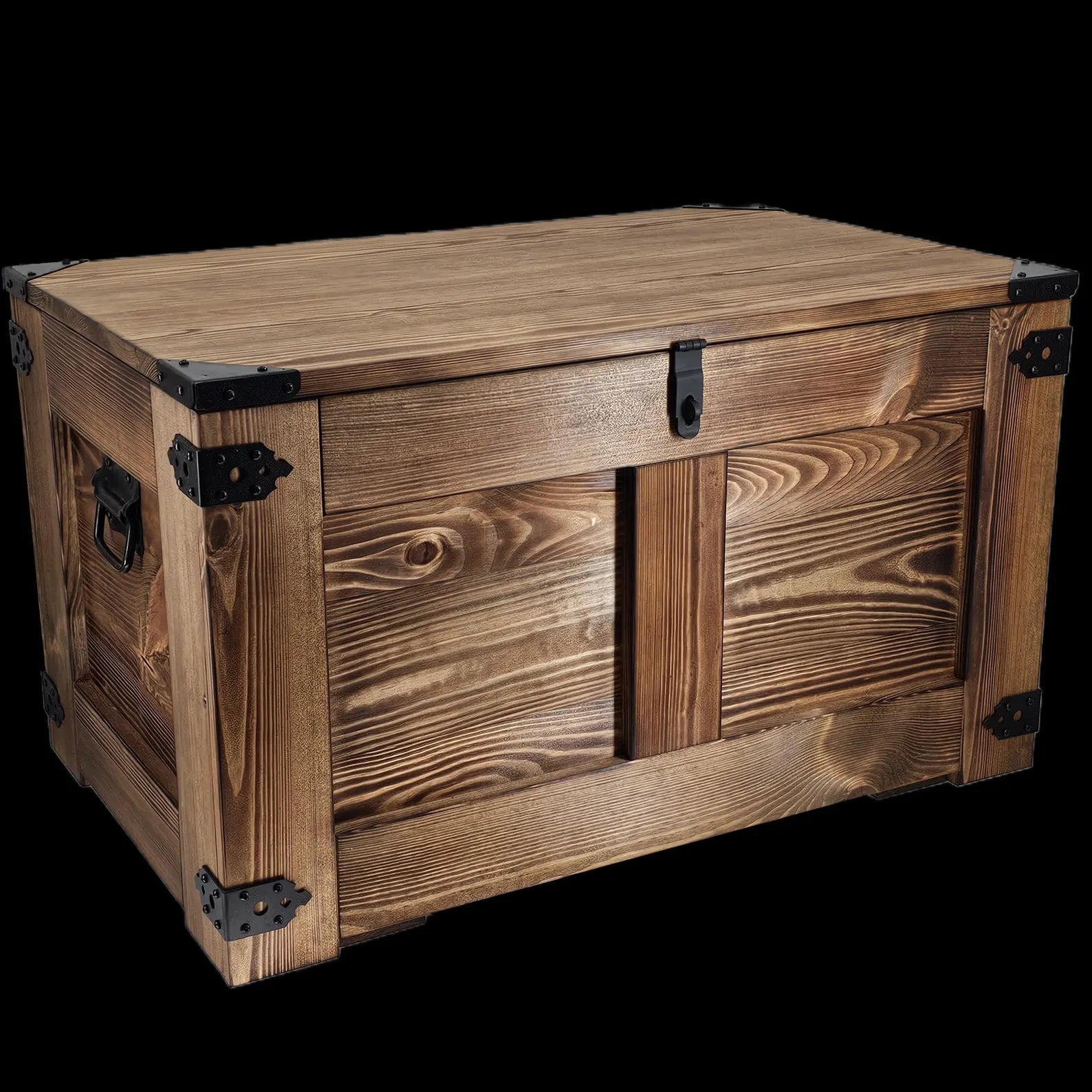 Coffre en bois avec couvercle fait main couleur wengé - La Cabane à Loulous