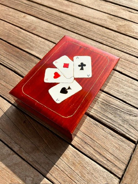 Coffret 2 Jeux de Cartes en Bois : écrin multi - jeux artisanal en sycomore élégant - La Cabane à Loulous