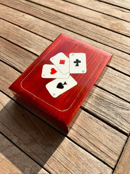 Coffret 2 Jeux de Cartes en Bois : écrin multi - jeux artisanal en sycomore élégant - La Cabane à Loulous