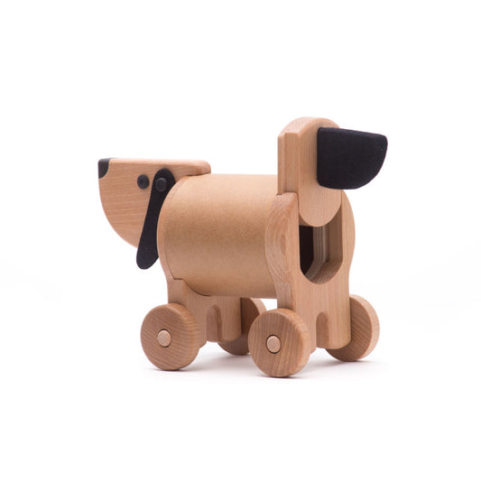 Chien en bois coffre